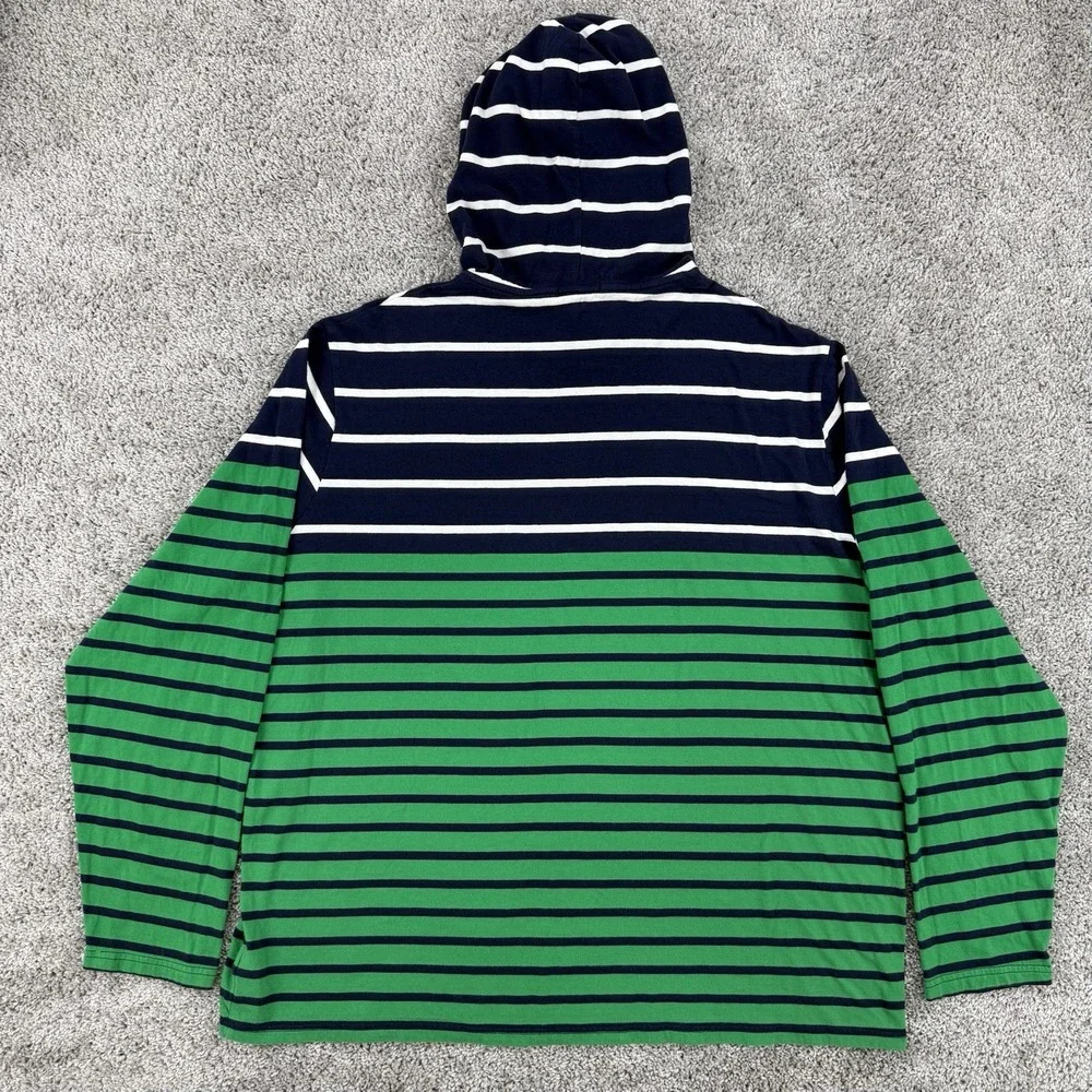 Polo Ralph Lauren Hoodie Mens XXL Navy/Green Striped Nautical Preppy Lightweight